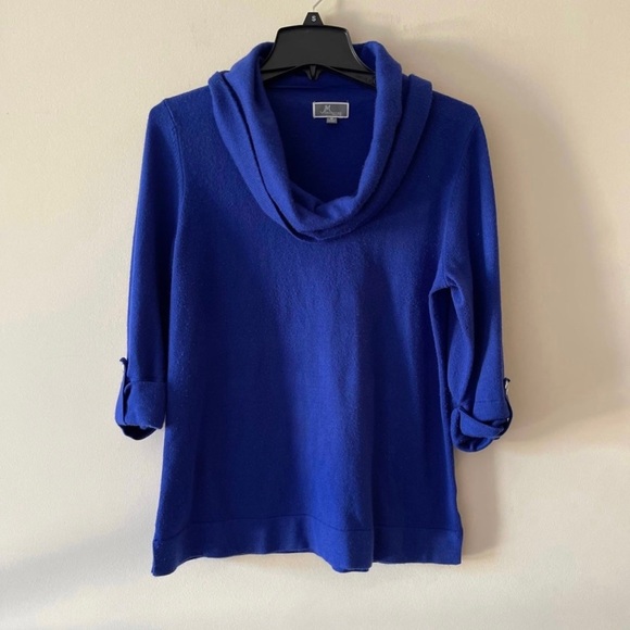 Royal Blue Cowl Neck Sweater - Picture 2 of 9